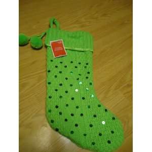  20 Bright Lime Green Cable Knit Christmas Stocking with 