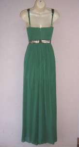   Green Silk Sequined Formal Evening Long Dress Gown 12 NWT $440  