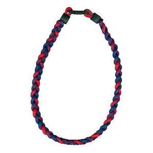  Titanium Ionic Braided Necklace   Navy Blue/Red Sports 