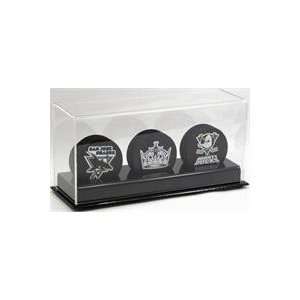 Deluxe Acrylic Triple Hockey Puck Display Case  Sports 
