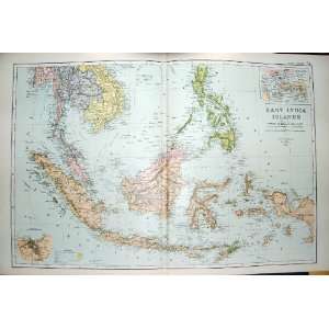    BACON MAP 1894 INDIA ISLANDS BURMA SIAM ANAM BORNEO