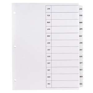  Table N Tabs Dividers, Table of Contents Page, Monthly 