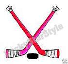 Nail Decals Art Set of 20   Pink Hockey Sticks & Puck