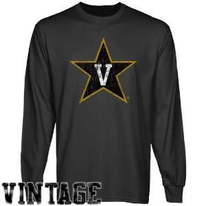   Commodores Charcoal Distressed Logo Vintage Long Sleeve T shirt