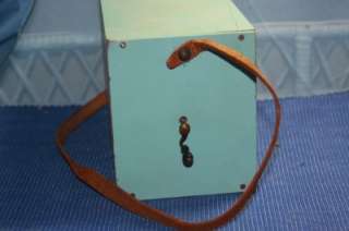 Vintage Thorens Wood Box Music Organ Grinder Music Box Leather Strap 