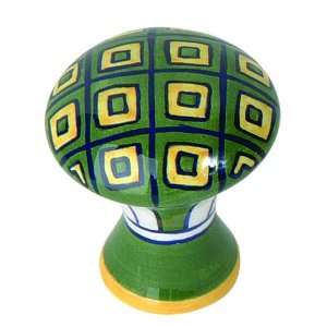   Homewares 3B100 1 3/4 Inch Green/Yellow Geo Ceramic Knob, Ceramic