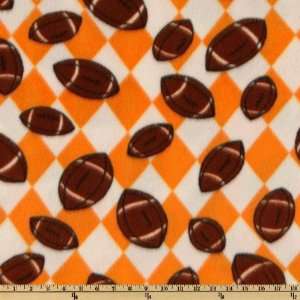   Football Argyle Orange/White Fabric By The Yard Arts, Crafts & Sewing