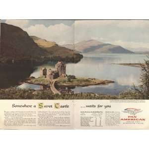 1957 Ad Pan American Your Secret Castle 2 pg Vintage Travel Print Ad