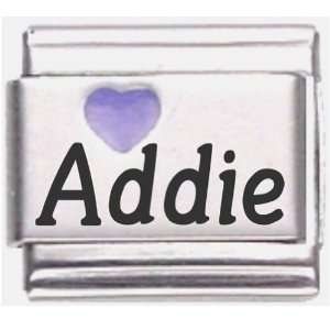 Addie Purple Heart Laser Name Italian Charm Link Jewelry