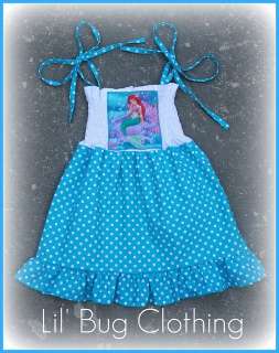 Custom Little Mermaid Ariel Aqua Dot Smocked Dress Girl  
