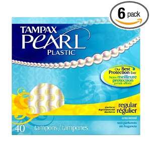  Tampax Plastic Pearl Regular Unscented, 40 Count Packages 