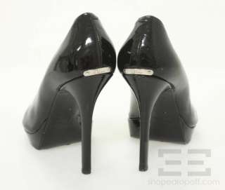 Christian Dior Black Patent Leather Peep Toe Platform Heels Size 37 