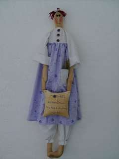   Large 39 Raggedy Doll with Mother stitchery pillow  
