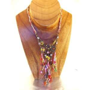  Necklace french touch Les Romantiques red yellow 