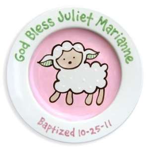  Lovable Lamb Baptism Girl Personalized Plate Baby