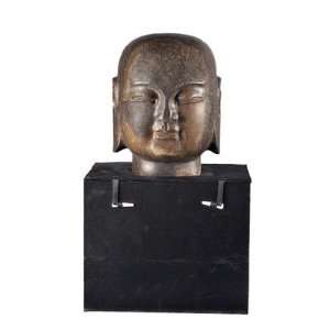 Asian Antique Hand Carved Large Monk Head 