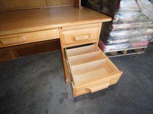 Solid Wood L Shaped Executive Desk + Bookshelf Drawers  
