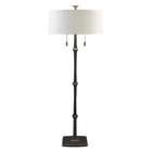   Floor Lamp with Oval Brussels Linen Cream Hardback Shade in Old Iron