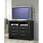 FurnitureMaxx Black Finsh Solid Wood Tv Chest for Bedroom