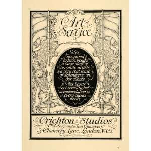  Ad Crichton Studios Graphic Design Lyon Art Nouveau Serjeants Inn 