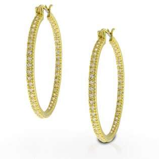   Jewelry Bling Jewelry 14K Gold Vermeil CZ Pave Antique Hoop Earrings