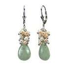 Dahlia Serenity Prehnite Cultured Pearl Cluster Teardrop Platinum 