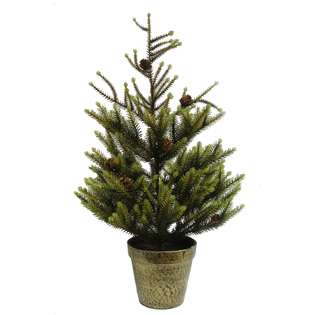 National Tree 24 Artificial Potted Glittered Dwarf Spruce Evergreen 