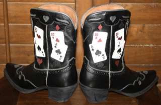   Lady Luck Aces High Gambler Wing Tip Needle Toe Cowboy boots 7  