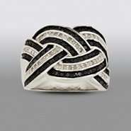 cttw Black and White Diamond Band Ring 