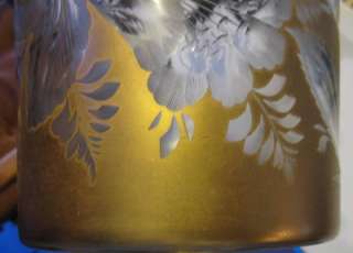 25 CZECH BOHEMIAN ART GLASS GOLD CUT TO CLEAR DECANTER  