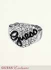 NEW GUESS EXCLUSIVE PAVE HEART LOGO STRETCH RING CRYSTAL SILVER WITH 
