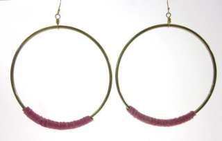 NEW NUGAARD DESIGNS Gold Tone Pink Leather Hoop Earrings