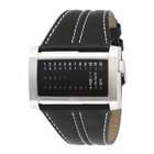 01TheOne Mens Ibiza Ride Wide Rectangle Black Leather Watch 