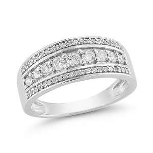 14k White Gold Diamond Ring (1/2 cttw H I Color, I1 I2 Clarity), Size 