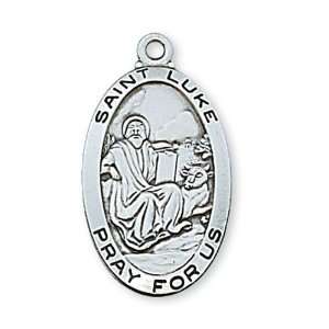  St. Luke Sterling Oval Medal Jewelry