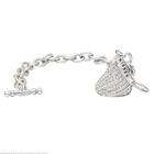 FindingKing Sterling Silver Cubic Zirconia Charm Bracelet 20mm 7.5