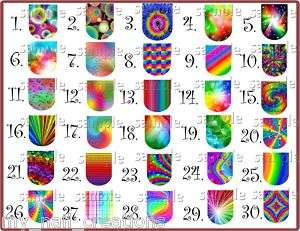 10 FULL NAIL DECALS•RAINBOW•PICK YOUR DESIGN  