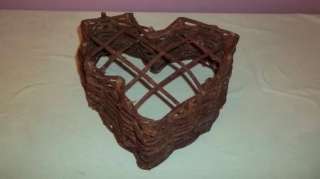 Brown Rustic Heart shape Twig Like Basket Wall Hanging  