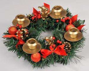 RED Ribbon Wreath Candle Holder Centerpiece CHRISTMAS  