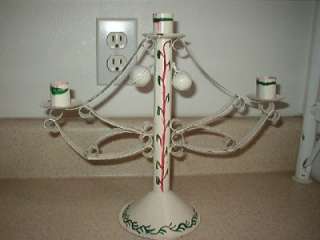 CHRISTMAS TIN Painted CANDELABRA CANDLE STICK vintage  