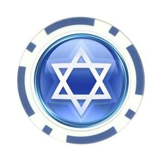 Carsons Collectibles Poker Chip Card Guard of Jew Round Blue Jewish 