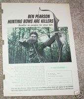 1965 Ben Pearson Archery hunting Bow & Arrow VINTAGE AD  