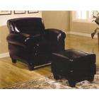 FurnitureMaxx 2 PCS Bi cast Leather Chair and Ottoman Set, in Black