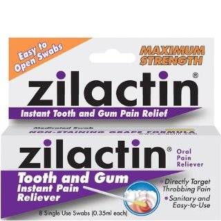 Zilactin Tooth & Gum Pain Swabs 8 count
