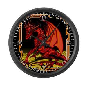  Large Wall Clock Red Dragon Tapestry 