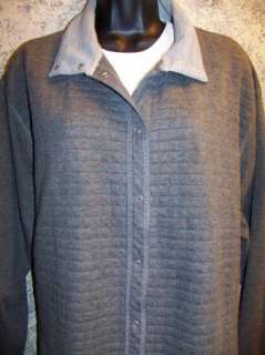   size 2X 18/20W quilted jersey snap front cardigan shirt jacket  