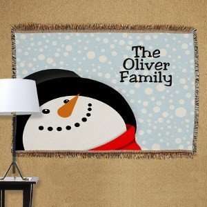  Personalized Snowman ChristmasTapestry Throw Blanket