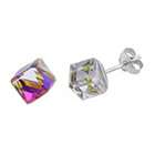 DoubleAccent Nickel Free Sterling Silver Earrings Multicolor Cube 