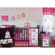 JoJo Designs Pink and Orange Butterfly Collection 9 Piece Crib Bedding 
