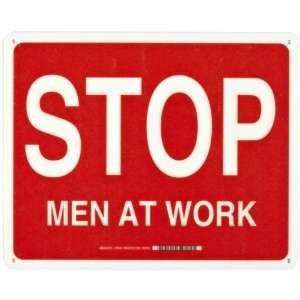   , White on Red Traffic Sign Industrial, Legend Stop Men At Work